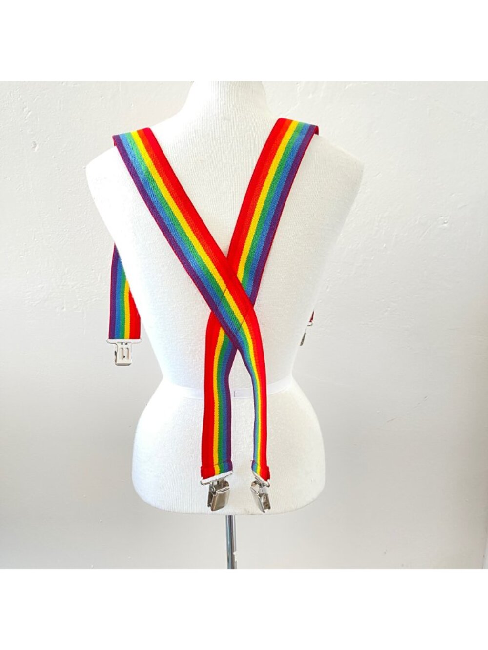 Vintage Rainbow Suspenders Elastic Pride Adjustable 36 inches Colorful Stripes